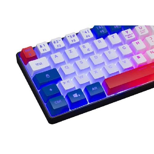 Clavier D'ordinateur Clavier Gamer - The G-Lab - KEYZ HYDROGEN - 60% Format Compact - Rétroéclairé - Filaire - Bleu/Blanc/Rouge