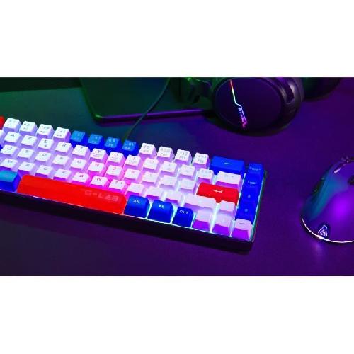 Clavier D'ordinateur Clavier Gamer - The G-Lab - KEYZ HYDROGEN - 60% Format Compact - Rétroéclairé - Filaire - Bleu/Blanc/Rouge