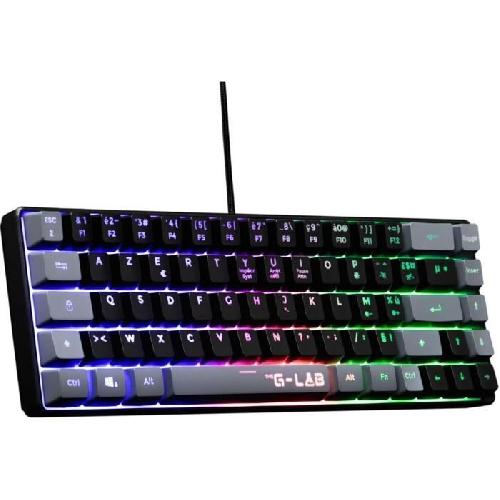 Clavier D'ordinateur Clavier Gamer - The G-Lab - KEYZ HYDROGEN - 60% Format Compact - Rétroéclairé - Filaire - Noir/Gris