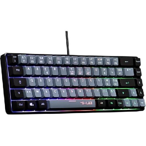 Clavier D'ordinateur Clavier Gamer - The G-Lab - KEYZ HYDROGEN - 60% Format Compact - Rétroéclairé - Filaire - Noir/Gris