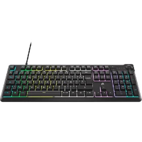 Clavier D'ordinateur Clavier gaming filaire a membrane - CORSAIR - K55 CORE RGB - Rétroéclairage RGB 10 zones - Gris - Silencieux et réactif