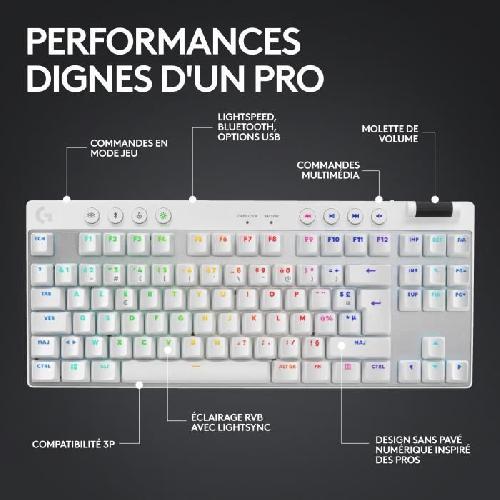 Clavier D'ordinateur Clavier Logitech G PRO X TKL LIGHTSPEED Sans fil - Blanc