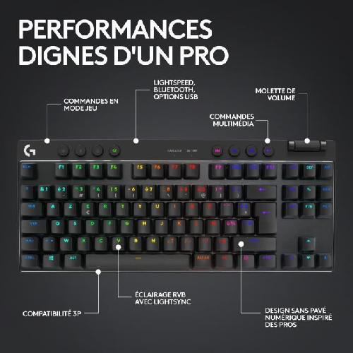 Clavier D'ordinateur Clavier Logitech G PRO X TKL LIGHTSPEED Sans fil. LIGHTSYNC RVB - Noir