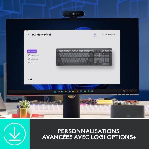 Clavier D'ordinateur Clavier Logitech MX MECHANICAL - Clavier mecanique sans fil retroeclaire - Connexion Bluetooth ou avec recepteur Logi Bolt