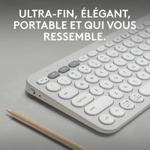 Clavier D'ordinateur Clavier Logitech Pebble Keys 2 K380s clavier sans fil Bluetooth multidispositif - Blanc