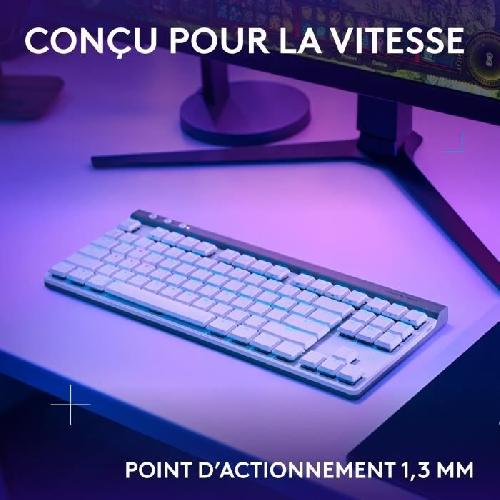 Clavier D'ordinateur Clavier Logitech sans fil G515 LIGHTSPEED sans pavé numérique (switch marron) - Blanc