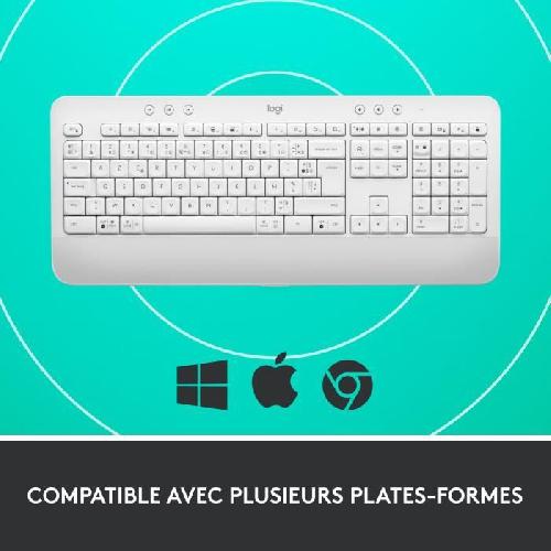 Clavier D'ordinateur Clavier Logitech Signature K650. Clavier sans fil Ergonomique Entier avec Repose-Poignets - Blanc