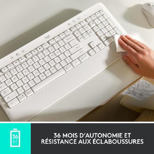 Clavier D'ordinateur Clavier Logitech Signature K650. Clavier sans fil Ergonomique Entier avec Repose-Poignets - Blanc