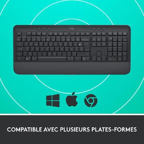 Clavier D'ordinateur Clavier Logitech Signature K650. Clavier sans fil Ergonomique Entier avec Repose-Poignets - Graphite