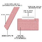 Clavier D'ordinateur Clavier - Sans fil - Logitech - Keys to Go - 180g - AZERTY - Rose