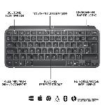 Clavier D'ordinateur Clavier - Sans Fil - Logitech - MX Keys Mini - rétroéclairé - AZERTY - Noir