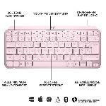 Clavier D'ordinateur Clavier - Sans Fil - Logitech - MX Keys Mini - rétroéclairé - AZERTY - Rose