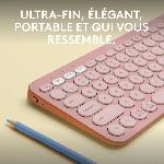 Clavier D'ordinateur Clavier - Sans fil - Logitech - Pebble Keys 2 K380s - Bouton Easy-switch - Rose