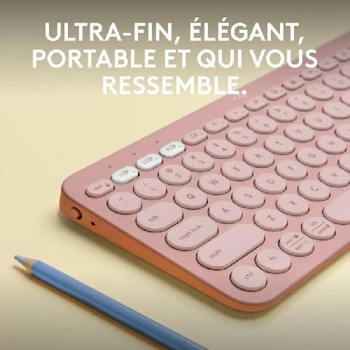 Clavier D'ordinateur Clavier - Sans fil - Logitech - Pebble Keys 2 K380s - Bouton Easy-switch - Rose