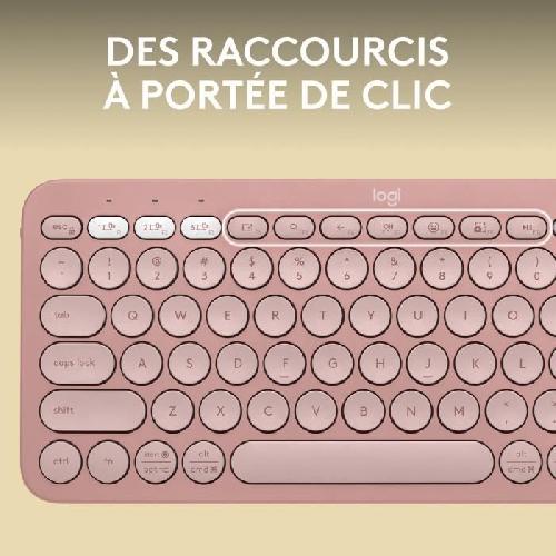 Clavier D'ordinateur Clavier - Sans fil - Logitech - Pebble Keys 2 K380s - Bouton Easy-switch - Rose