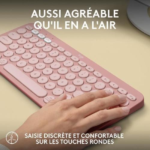 Clavier D'ordinateur Clavier - Sans fil - Logitech - Pebble Keys 2 K380s - Bouton Easy-switch - Rose