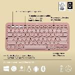 Clavier D'ordinateur Clavier - Sans fil - Logitech - Pebble Keys 2 K380s - Bouton Easy-switch - Rose