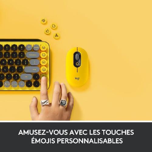 Clavier D'ordinateur Clavier - Sans fil - Logitech - Pop Keys - Mécanique - Touche Emoji - AZERTY - Jaune