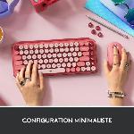 Clavier D'ordinateur Clavier - Sans fil - Logitech - Pop Keys - Mécanique - Touche Emoji - Rose