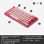 Clavier D'ordinateur Clavier - Sans fil - Logitech - Pop Keys - Mécanique - Touche Emoji - Rose