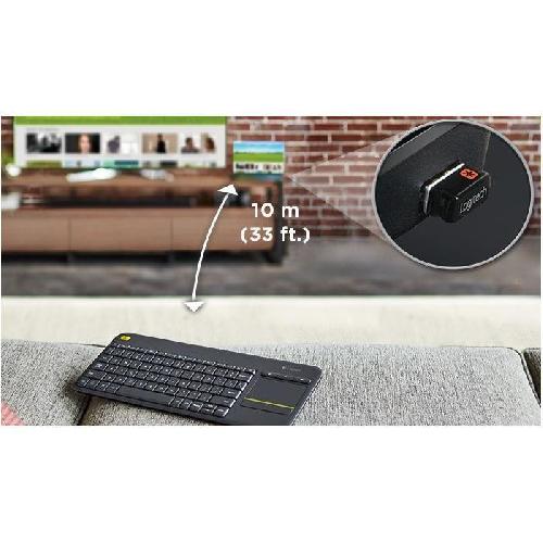 Clavier D'ordinateur Clavier TV - Sans fil - Logitech - K400 Plus - Pavé tactile - AZERTY - Noir