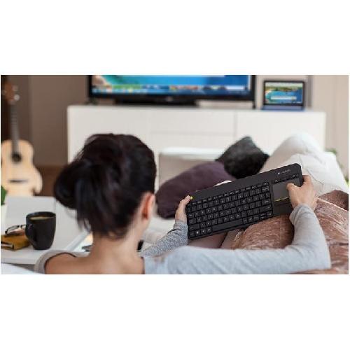 Clavier D'ordinateur Clavier TV - Sans fil - Logitech - K400 Plus - Pavé tactile - AZERTY - Noir