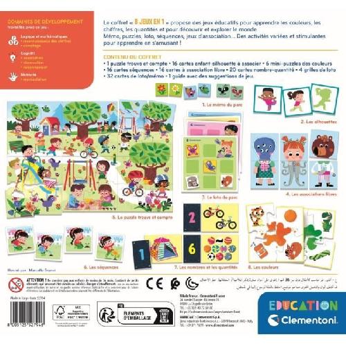 Jeu D'apprentissage Clementoni - Coffret de 8 jeux en 1 - Jeux éducatifs formes. couleurs. nombres. quantités - Dés 3 ans