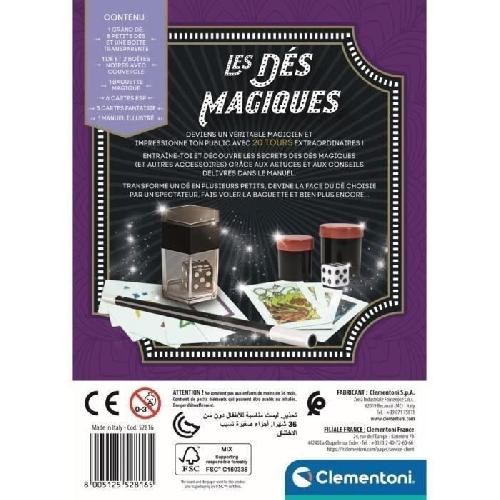 Jeu De Magie - Kit Magie Clementoni - Coffret des dés magiques - 20 tours - Dés 7 ans