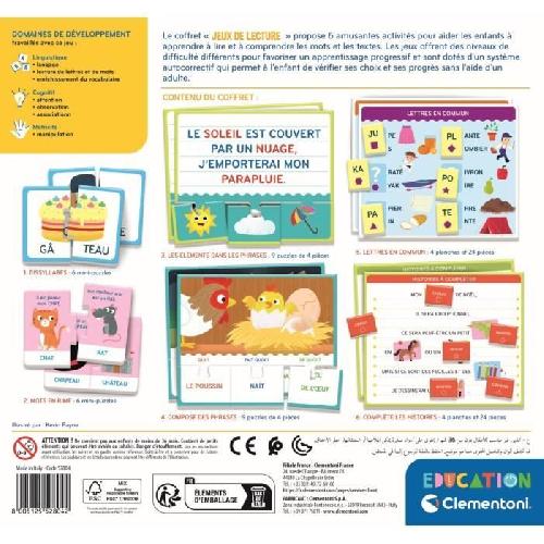 Jeu D'apprentissage Clementoni - Coffret Jeux de lecture - Jeux d'association et de reconnaissance - Dés 4 ans