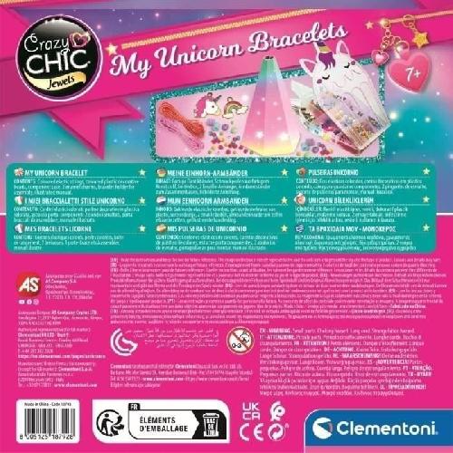 Jeu De Creation De Bijoux Clementoni - Crazy Chic - Coffret créatif Licorne - Créer tes bracelets en perles colorés avec charms et pompoms - Dés 7ans