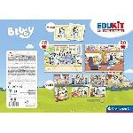 Jeu D'apprentissage Clementoni - Edukit - Bluey - Coffret apprentissage 4 en 1 - 2 puzzles. 1 mémo. 1 jeu de 6 cubes - Fabriqué en Italie - Dés 4ans