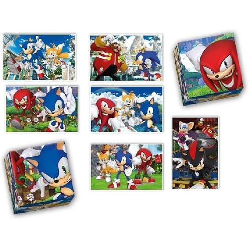 Jeu D'apprentissage Clementoni - Edukit - Sonic - Coffret apprentissage 4 en 1 - 2 puzzles. 1 mémo. 1 jeu de 6 cubes - Fabriqué en Italie -Dés 4ans