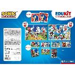 Jeu D'apprentissage Clementoni - Edukit - Sonic - Coffret apprentissage 4 en 1 - 2 puzzles. 1 mémo. 1 jeu de 6 cubes - Fabriqué en Italie -Dés 4ans