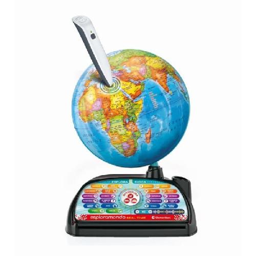 Globe Terrestre CLEMENTONI - Exploraglobe - Voyage en temps reel - 3 modes de jeu et 28 activites - Stylo Bluetooth