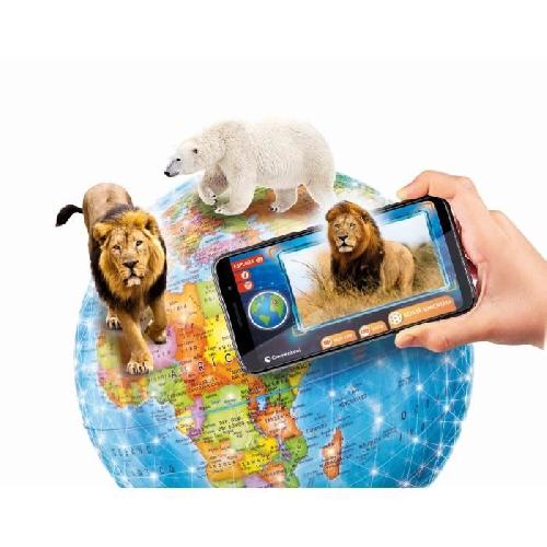 Globe Terrestre CLEMENTONI - Exploraglobe - Voyage en temps reel - 3 modes de jeu et 28 activites - Stylo Bluetooth