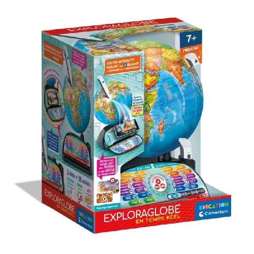 Globe Terrestre CLEMENTONI - Exploraglobe - Voyage en temps reel - 3 modes de jeu et 28 activites - Stylo Bluetooth