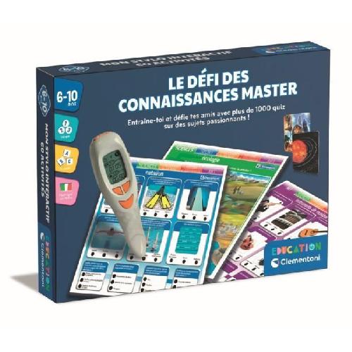 Jeu D'apprentissage CLEMENTONI - Le défi des connaissances master - Plus de 1000 Quizz - Seul ou a 2 - Stylo éléctronique parlant - Des 7ans