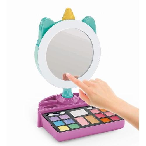 Jeu De Creation Maquillage CLEMENTONI - Miroir de maquillage licorne - Anneau lumineux - Maquillage et accesoires cheveux et ongles - Des 7ans