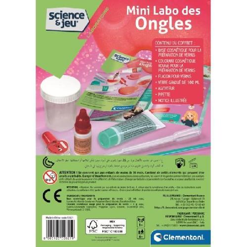 Experience Scientifique - Experience Physique-chimie Clementoni - Sciences et Jeu - Mini Labo des ongles - Créer ton propre vernis a ongles - Dés 8 ans