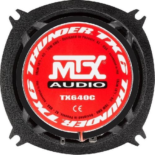 Autoradios : Enceintes - Haut-parleurs Coaxiaux 2 voies - MTX AUDIO - 10cm 4O 70Wrms - Châssis aluminium - Bobine Ø25mm TIL - Tweeter néodyme Ø22mm