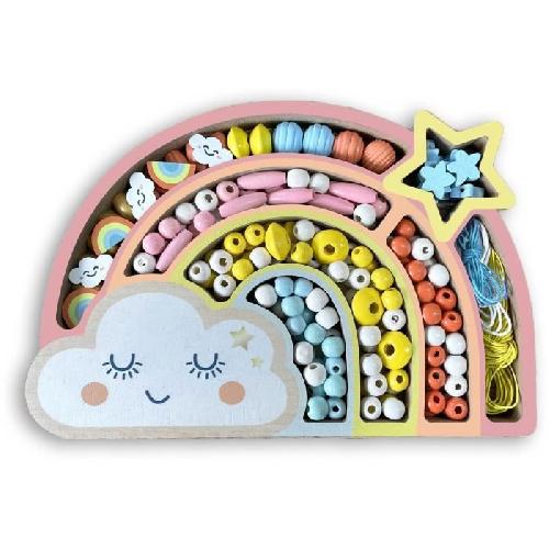 Jeu De Creation De Bijoux Coffret Arc en Ciel Perles Bois SYCOMORE - Créez de Magnifiques Bijoux - Enfant - 7 ans - Fille - Multicolore