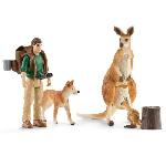 Figurine Miniature - Personnage Miniature Coffret Aventures en Océanie SCHLEICH - Figurines de kangourous et ranger Tom avec accessoires - Gamme Wild Life