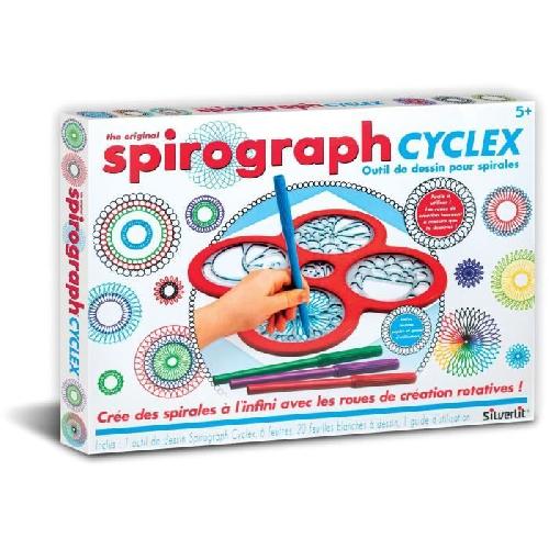 Jeu De Coloriage - Dessin - Pochoir Coffret Cyclex - SPIROGRAPH - Création de spirales a l'infini avec les roues rotatives !