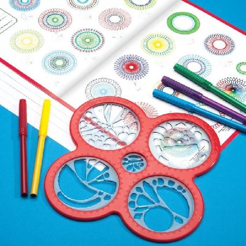 Jeu De Coloriage - Dessin - Pochoir Coffret Cyclex - SPIROGRAPH - Création de spirales a l'infini avec les roues rotatives !