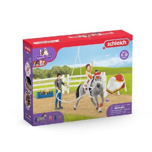 Figurine Miniature - Personnage Miniature Coffret d'entraînement a la voltige de Mia. coffret schleich avec 18 éléments inclus dont 1 cheval schleich et 2 personnages.