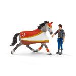 Figurine Miniature - Personnage Miniature Coffret d'entraînement a la voltige de Mia. coffret schleich avec 18 éléments inclus dont 1 cheval schleich et 2 personnages.