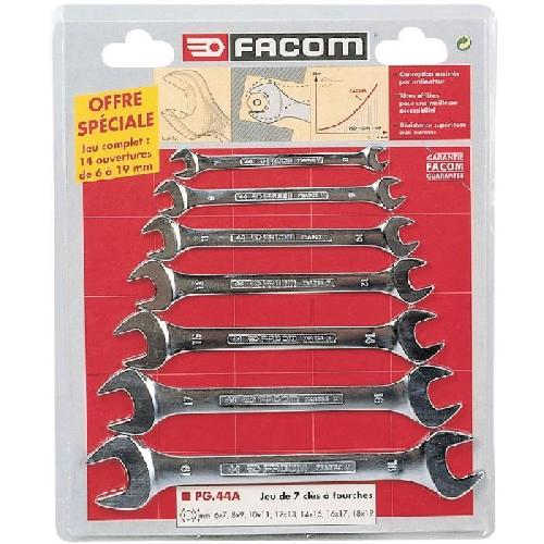 Cle A Fourche - Cle Plate Coffret de 7 Cles a Fourches FACOM - 44.J7PB - 14 ouvertures de 6 a 19mm