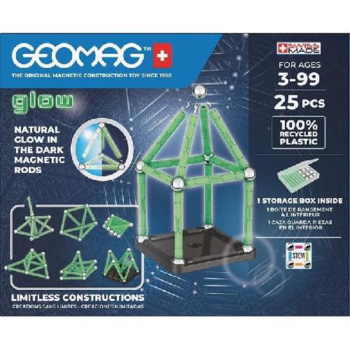 Jeu D'assemblage - Jeu De Construction - Jeu De Manipulation Coffret de construction - GEOMAG - Glow Recycled - 25 pieces - Luminescent - Magnetique - Plastique recycle