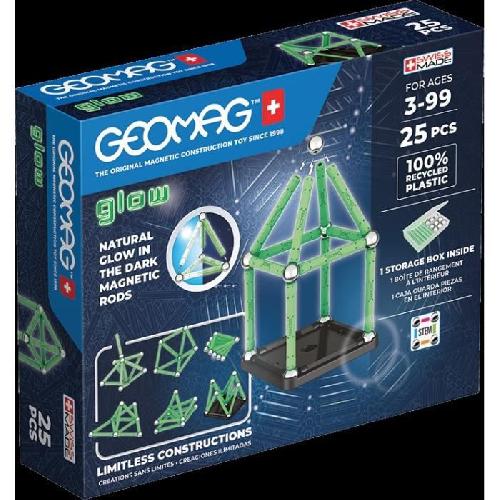 Jeu D'assemblage - Jeu De Construction - Jeu De Manipulation Coffret de construction - GEOMAG - Glow Recycled - 25 pieces - Luminescent - Magnetique - Plastique recycle