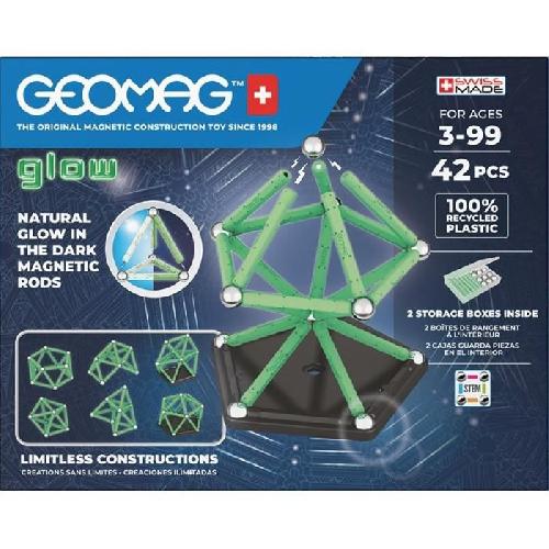Jeu D'assemblage - Jeu De Construction - Jeu De Manipulation Coffret de construction - GEOMAG - Glow Recycled - 42 pieces - Luminescent - Magnetique - Plastique recycle